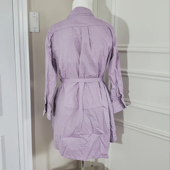 New American Apparel Belted Chamblay Lilac Shirt Dress - Picture 14 of 14